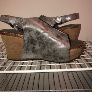 Silver wedge sandals